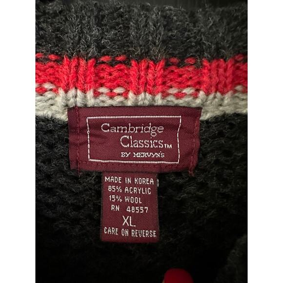 CAMBRIDGE CLASSICS Red & Black Wool Blend Heavy Sweater Size XL vintage - Picture 3 of 4